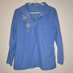 Quacker Factory Blue Snowflake Fleece Size Small